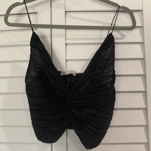 Zara Pleated Crop Top with front knot detailed